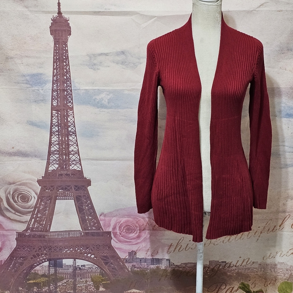 Chico's red open front cardigan sz 0 (S)